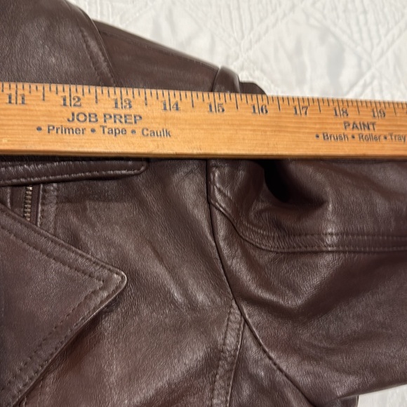 Lambskin woman Brown Leather Moto Jacket size M - Picture 9 of 16